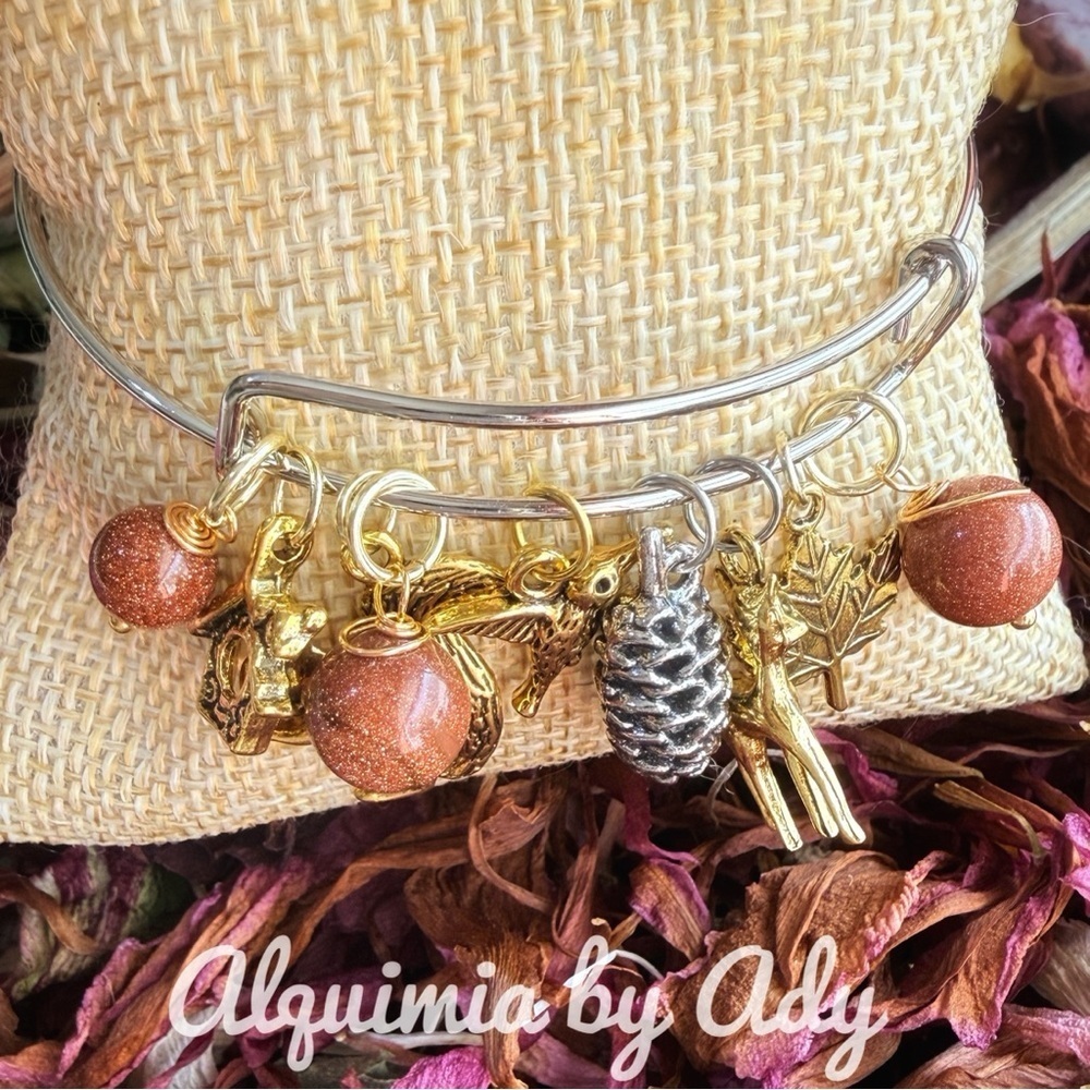 Alquimia Gold and Silver Charm Bracelet with sunstone